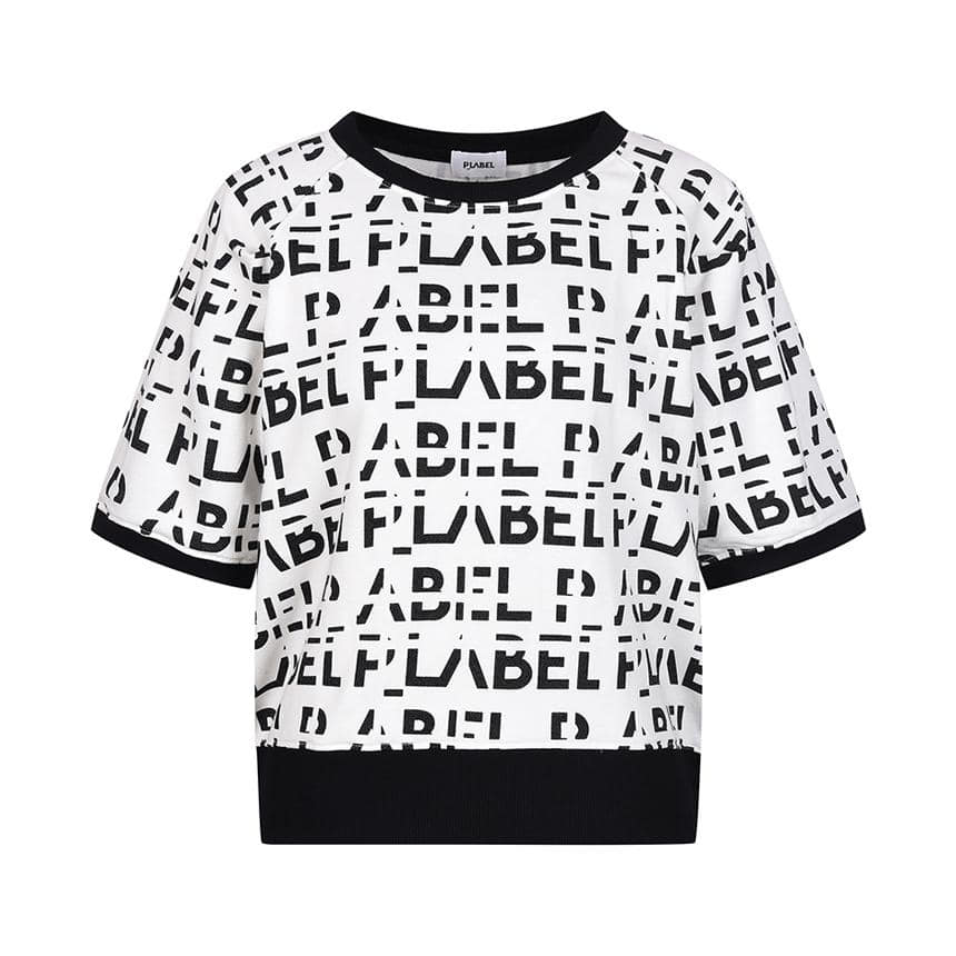 P_LABEL 로고 전판 프린트 반팔 스웨트 셔츠 MW4ME426
